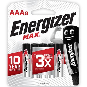 Energizer E92BP8 1.5v MAX Alkaline AAA Battery Card 8