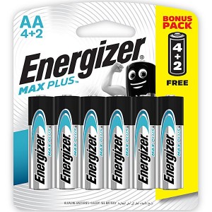 Energizer EP91BP4+2 1.5v MAX PLUS Alkaline AA Battery Card 4+2 Free