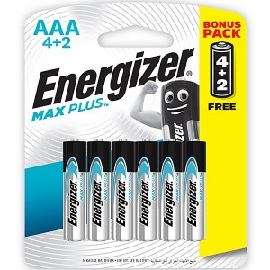 Energizer 1.5v MAX PLUS Alkaline AAA Battery Card 4 + 2 Free