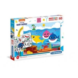 Clementoni 60 Piece Puzzle Double Face Baby Shark Coloring - 6 Pack