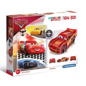 Clementoni 104 Pieces Puzzle - 3D Model Cars - 6 Pack