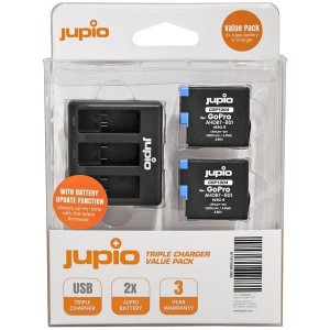 Jupio Value Pack x2 Battery for GP AHDBT-801 + USB Triple Charger