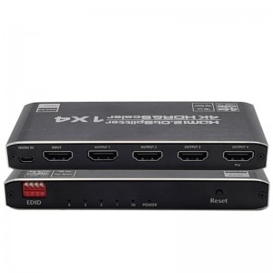 HDMI 4-Way Splitter 4K 60 Hz fps HDR HDCP 2.2 1x4 Scaler with EDID 120 HZ - Used - Good Condition - Damaged Packaging