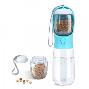 2-in-1 Pet Water Cup and Container - easy-to-use cup and a food compartment / 500ml / Blue