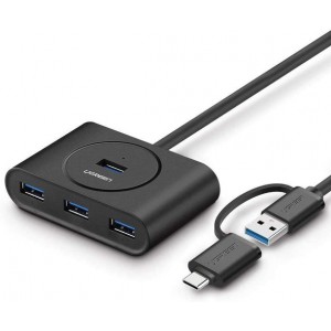 Ugreen 4-Port USB3.0 Hub W/USBC OTG Adapter - Black