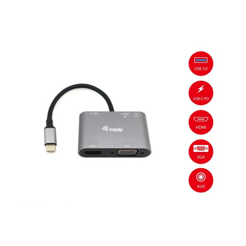 Equip 133483 USB-C 5 in 1 Multifunctional Adapter (HDMI- VGA (HD15