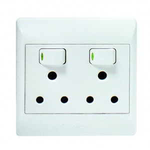 ACDC 2x16A Switched Socket Outlet 4x4 - White Cover Plate