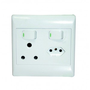 ACDC 1x16A + 1 Euro SW Socket Outlet4x4 with White Cover Plate