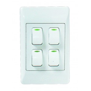 ACDC 4-Lever 1-Way Switch 2x4 C/W White Cover Plate
