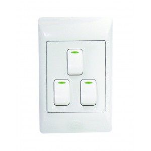 ACDC 3-Lever 1-Way Switch 2x4 C/W White Cover Plate