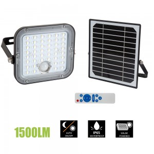 Solar Floodlight & Sensor Black LED 1500lm 6000K