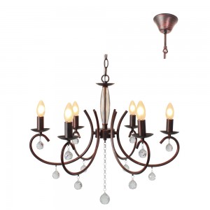6LT Chandelier 620mm Country Brown