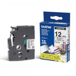 Brother 12MM Black on Clear Laminated tape