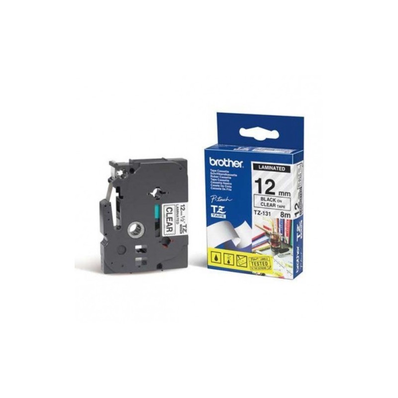 Brother 12MM Black on Clear Laminated tape