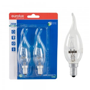 Halogen Candle Flame E14 28w Blister 2 Pack