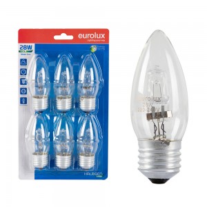 Halogen Candle E27 28w Blister 6 Pack