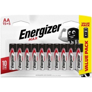 Energizer E91BP15+5 1.5v MAX Alkaline AA Battery Card 15+5 Free