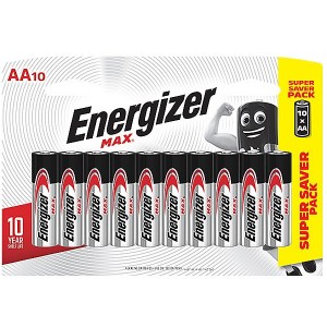 Energizer E91BP10 1.5v MAX Alkaline AA Battery Card 10