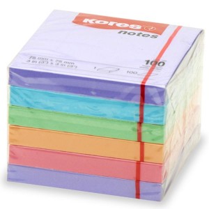Kores Multi-Colour Pastel Notes 75 x 75mm Pack of 6