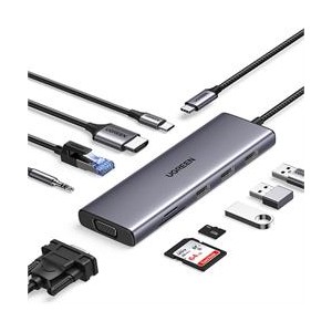 UGreen 15601 USB-C 10-in-1 Docking Station - Metallic Grey