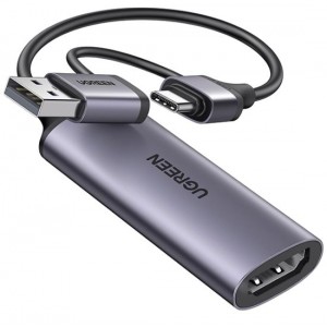UGreen 25854 HDMI Female 4K@30Hz(max.) Input to 2-in-1 USB-C / A 2.0 Male Lightweight Video Capture Adapter