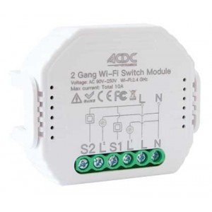 ACDC On/Off 2X150W WIFI-RF 2 Gang Smart Switch Mod.