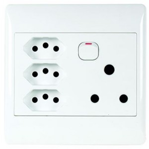ACDC  1x16A + 3X New SA SW. Socket 4x4 With White Cover Plate