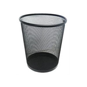 Brainware Round Steel Mesh Trash Can Rubbish Basket - Black