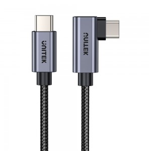 Unitek C14123BK | 100W USB2.0 Type-C Nylon Braided Cable with 90 Degree Connector