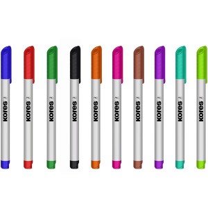 Kores Whiteboard Fine K-Marker Set of 10 Mixed Colours