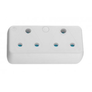 Switched 3 Pin to 2 x 16 Socket Adaptor 16A - White