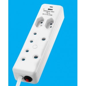 Switched 4 Way Extension Lead with 1x Type C + 1x USB – 4M - White