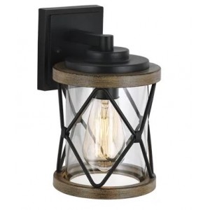 Bright Star Lighting L576 Black Aluminium and Clear Glass Wall Light