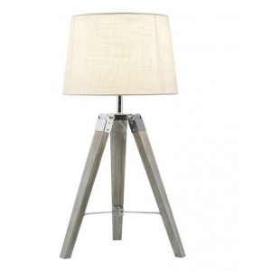 Brightstar TL700 Beige Wood and Polished Chrome Table Lamp