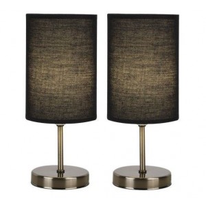 Brightstar TL680 Twin Pack Antique Brass and Black Bedside Lamps