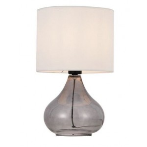 Brightstar TL674 Beige Smoke Colour Glass Table Lamp with Beige Shade