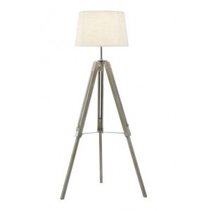 Brightstar SL415 Beige Wood and Polished Chrome Floor Lamp