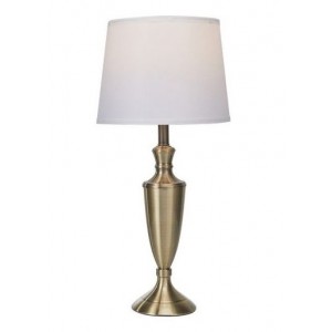 Bright Star Lighting TL693 Antique Brass Table Lamp with White Material Shade