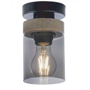 Brightstar CF436 Wood Metal and Wood Ceiling Fitting with Smoke Colour Glass