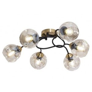 Brightstar CF435/6 BRASS Metal Ceiling Fitting with Cognac Colour Glass Antique Brass
