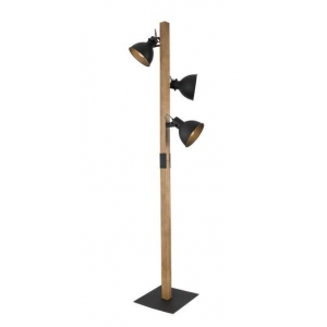 Brightstar SL413 BLACK Metal and Wood Standing Lamp On / Off Foot Switch