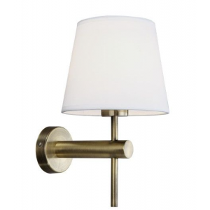 Brightstar WB277 ANTIQUE Metal Wall Bracket with White Fabric Shade
