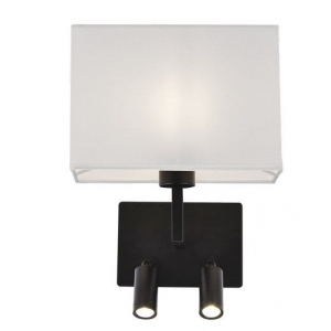 Brightstar WB406/3 BLACK 6W Metal Wall Bracket with 2 Switches and White Shade