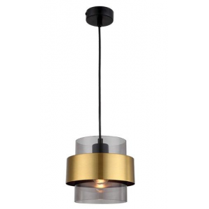 Brightstar PEN856 GOLD Metal Pendant with Smoke Colour Glass