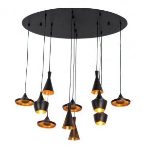 Brightstar PEN851/11 BLACK/GOLD 11 x 3W LED Metal Pendant - Black and Gold