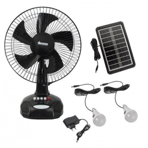 Brightstar FAN024 BLACK 5W 12'' Rechargeable Oscillating Table Fan