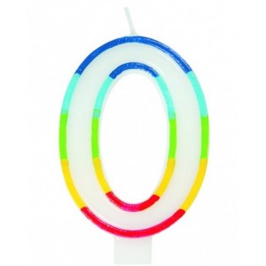 Casey 7cm Multicolor Numerical Birthday Candle - Nr.0