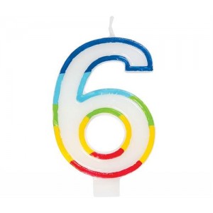 Casey 7cm Multicolor Numerical Birthday Candle - Nr.6