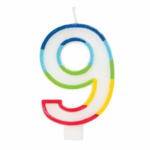 Casey 7cm Multicolor Numerical Birthday Candle - Nr.9