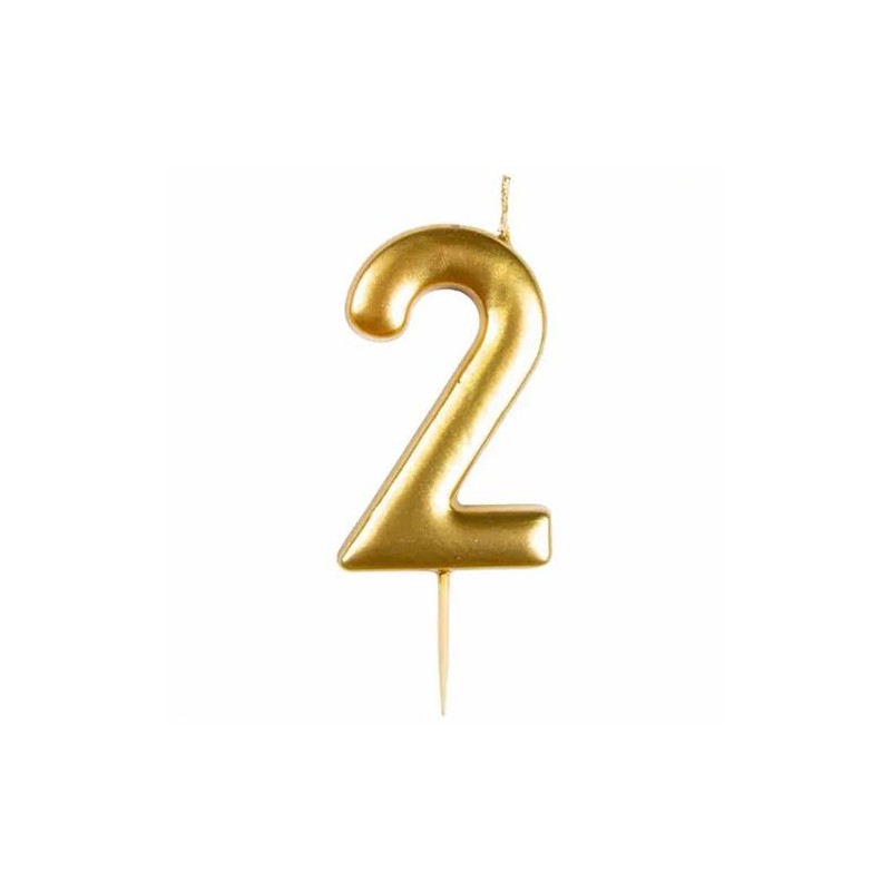Casey 10cm Gold Numerical Birthday Candle - Nr.2 - GeeWiz Casey 10cm Gold Numerical Birthday Candle - Nr.2 - GeeWiz